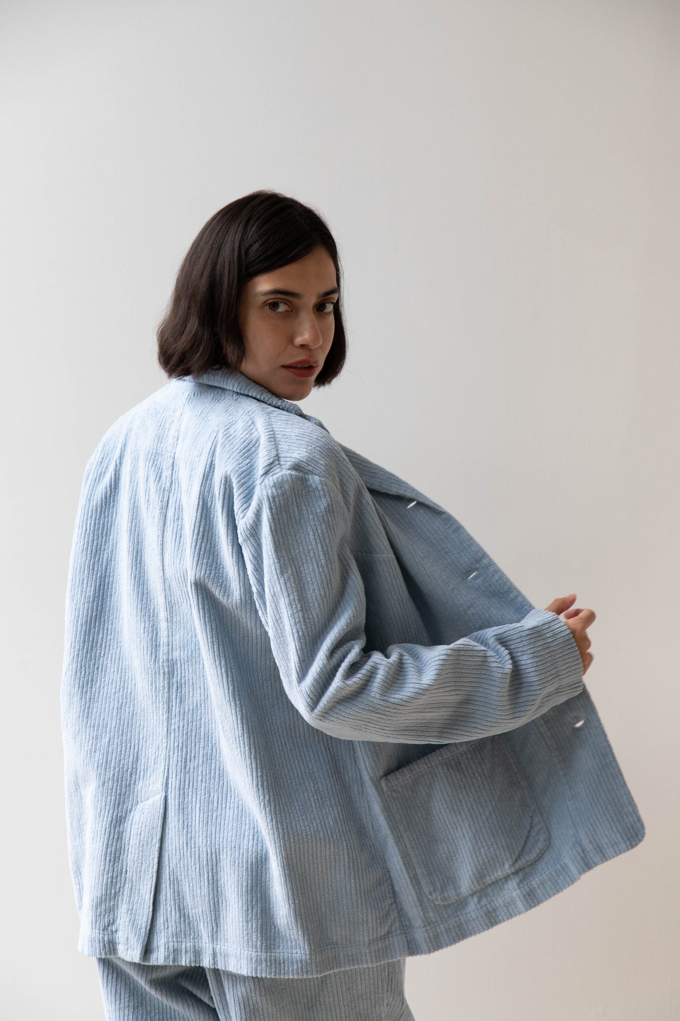 rennes — Manuelle Guibal | Wide Corduroy Jacket in Aqua