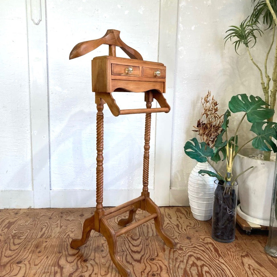 引出し付き スーツハンガーラック 古家具 アンティーク コート掛け