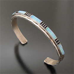 ZUNI/ズニ族 オパール＆ジェット チャンネルインレイ バングル 【送料