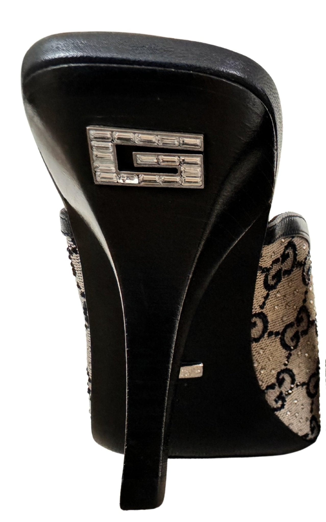 Gucci Beige GG Supreme Canvas Crystal Embellishment Mules – Runway