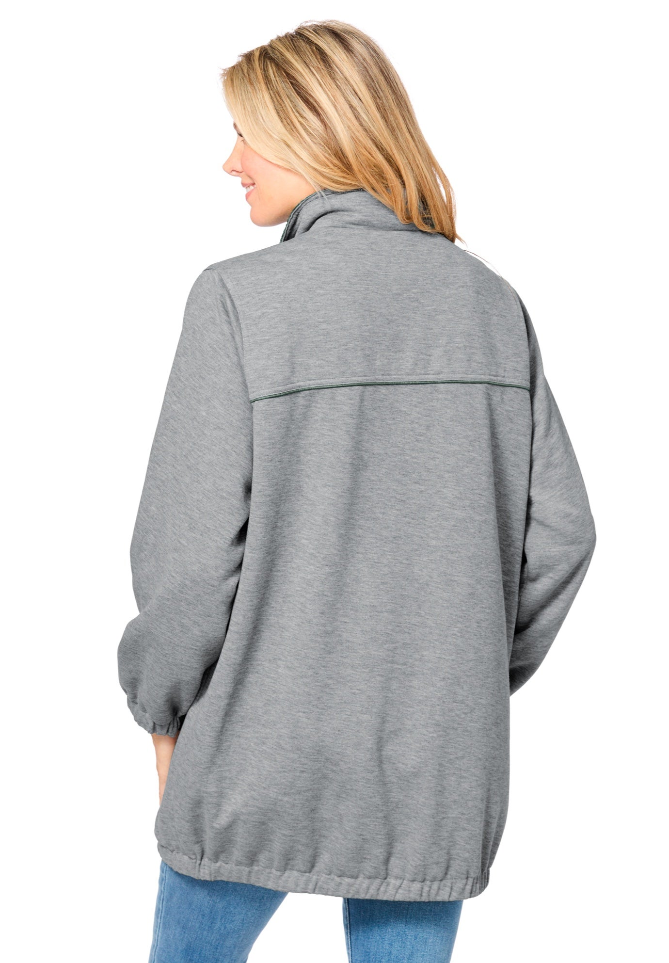 Reversible Fleece Nylon Jacket for Cold Weather, Pine Medium