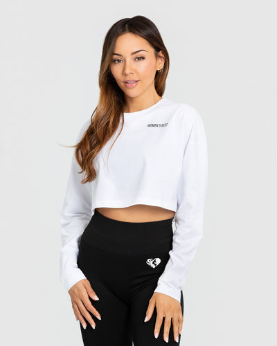 Comfort Oversized Cropped Long Sleeve T-Shirt - White | Women's Best