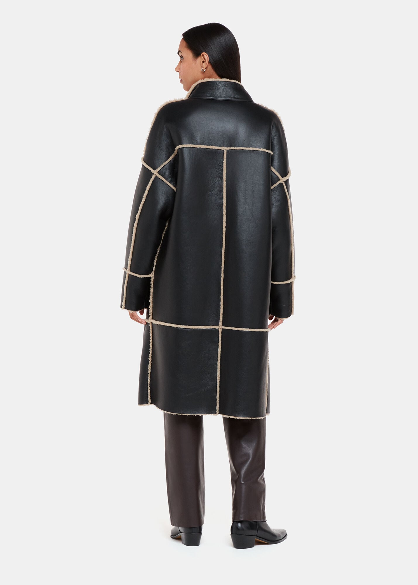 Black/Multi Zo Reversible Shearling Coat | WHISTLES | Whistles US |
