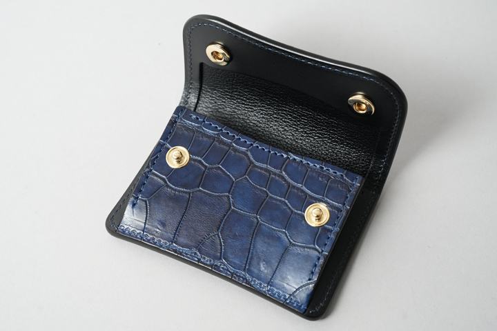 moto fw4 藍染クロコダイル ハンドダイクロコダルファスナーウォレット