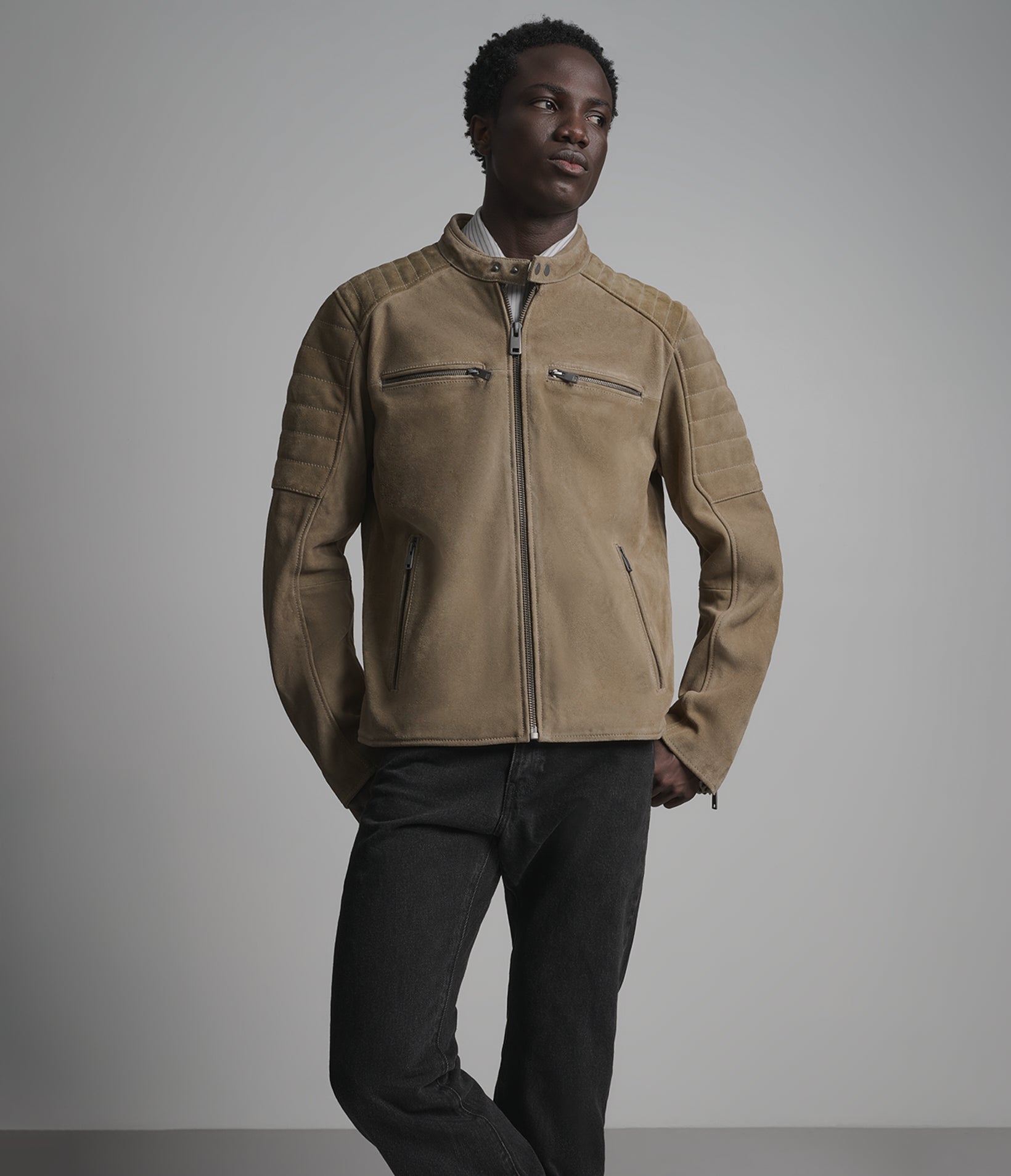 Vintage Quilted Suede Racer Jacket | Wilsons Leather