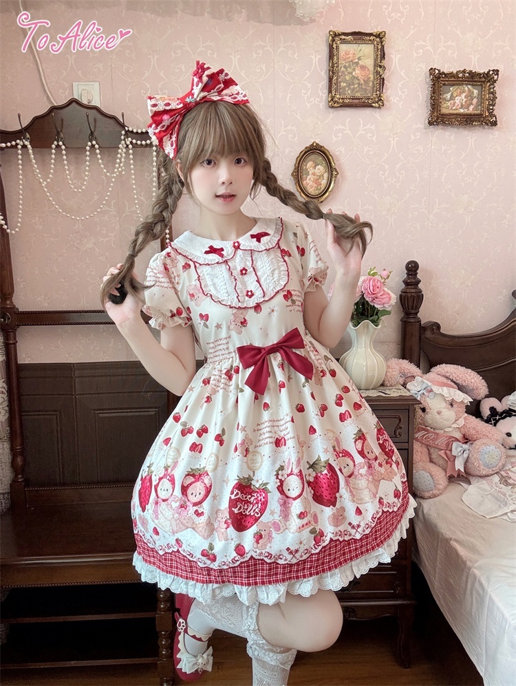 ToAlice】L1636 StrawberryAnimalヨーク切り替えワンピース - To Alice