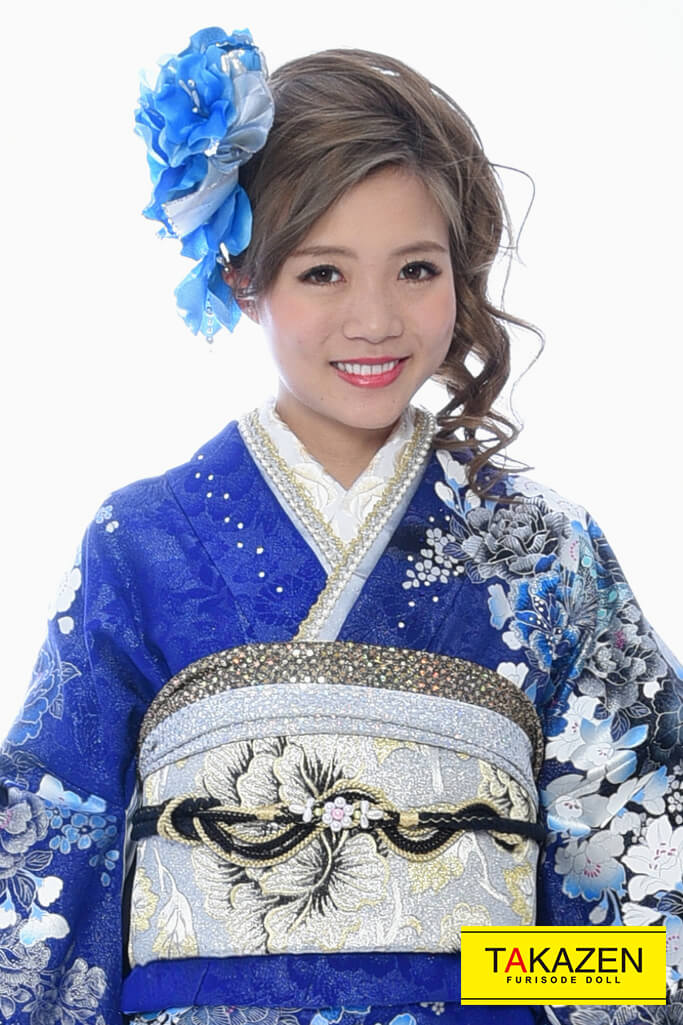 お得！クール系 ブルー(青)/黒 牡丹柄 派手 人気 エレガント