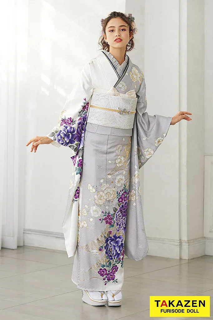 くすみカラー古典 グレー/白/紫/淡い色 ボタン柄 シンプル 大人っぽい