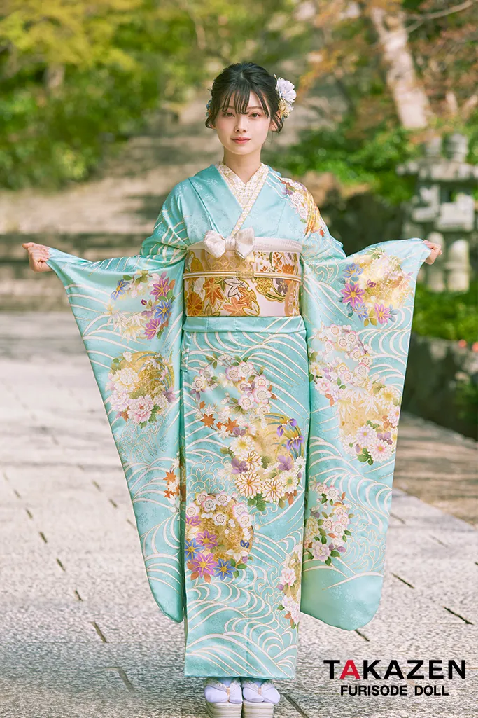 プレミアム古典 水色 最高級手描友禅/吉澤織物 上品 清楚 綺麗 上質 南