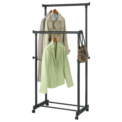 たのめーる】YAMAZEN パイプハンガー ダブル オールブラック MKS-W(ABK