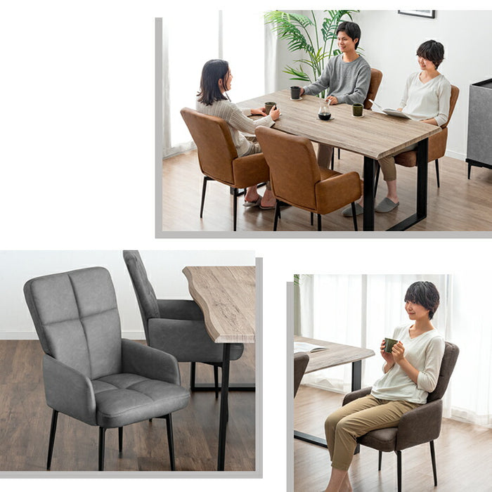 2脚セット］回転式 ダイニングチェア ハイバック 肘付き スチール脚