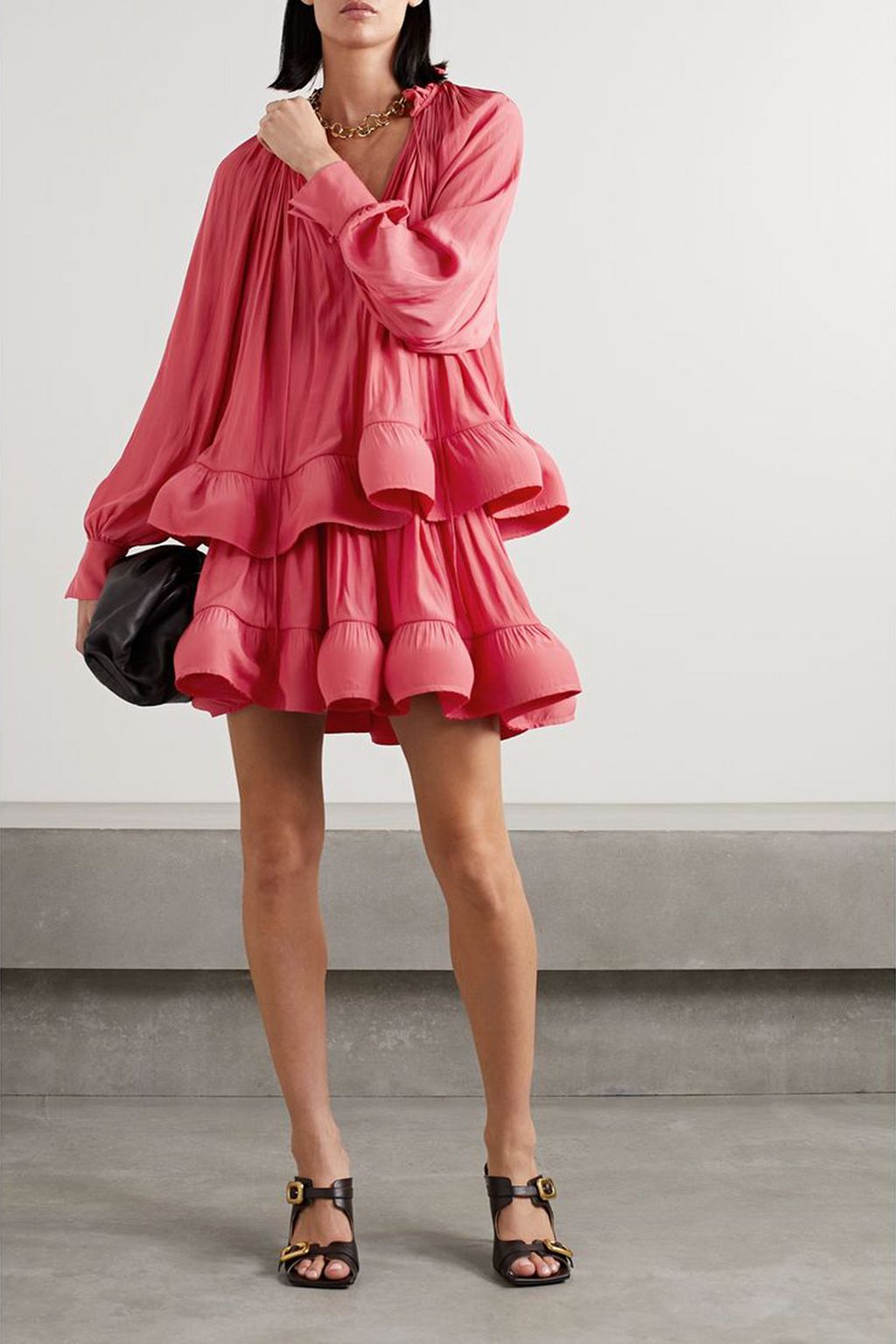 LANVIN Ruffled gathered charmeuse mini skirt | THE OUTNET