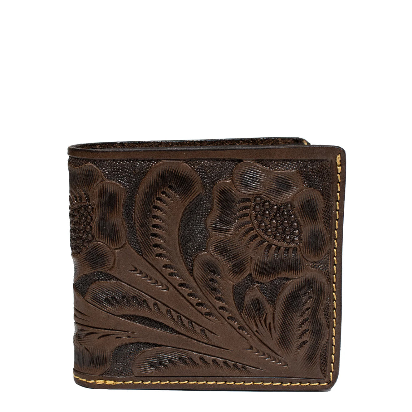 RRL by Ralph Lauren Hand Tooled Leather Billfold Wallet Brown