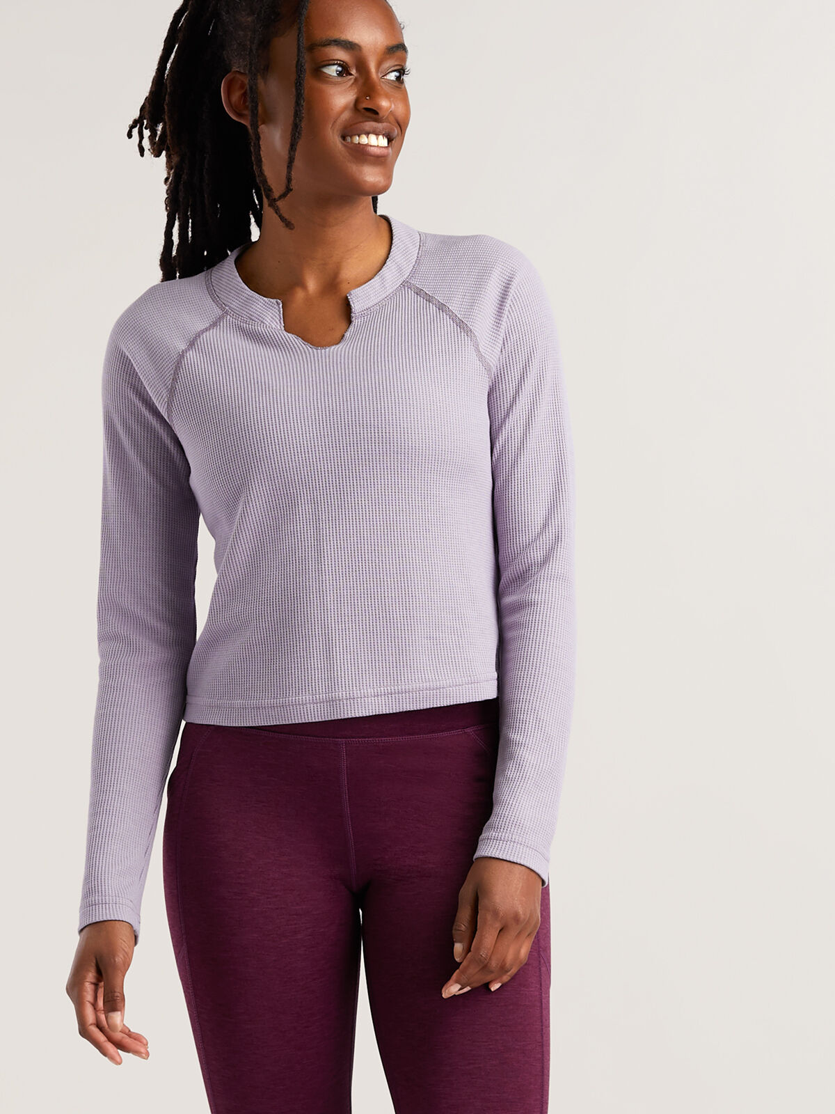 Women's Long Sleeve Waffle Knit Top Nectar | Title Nine