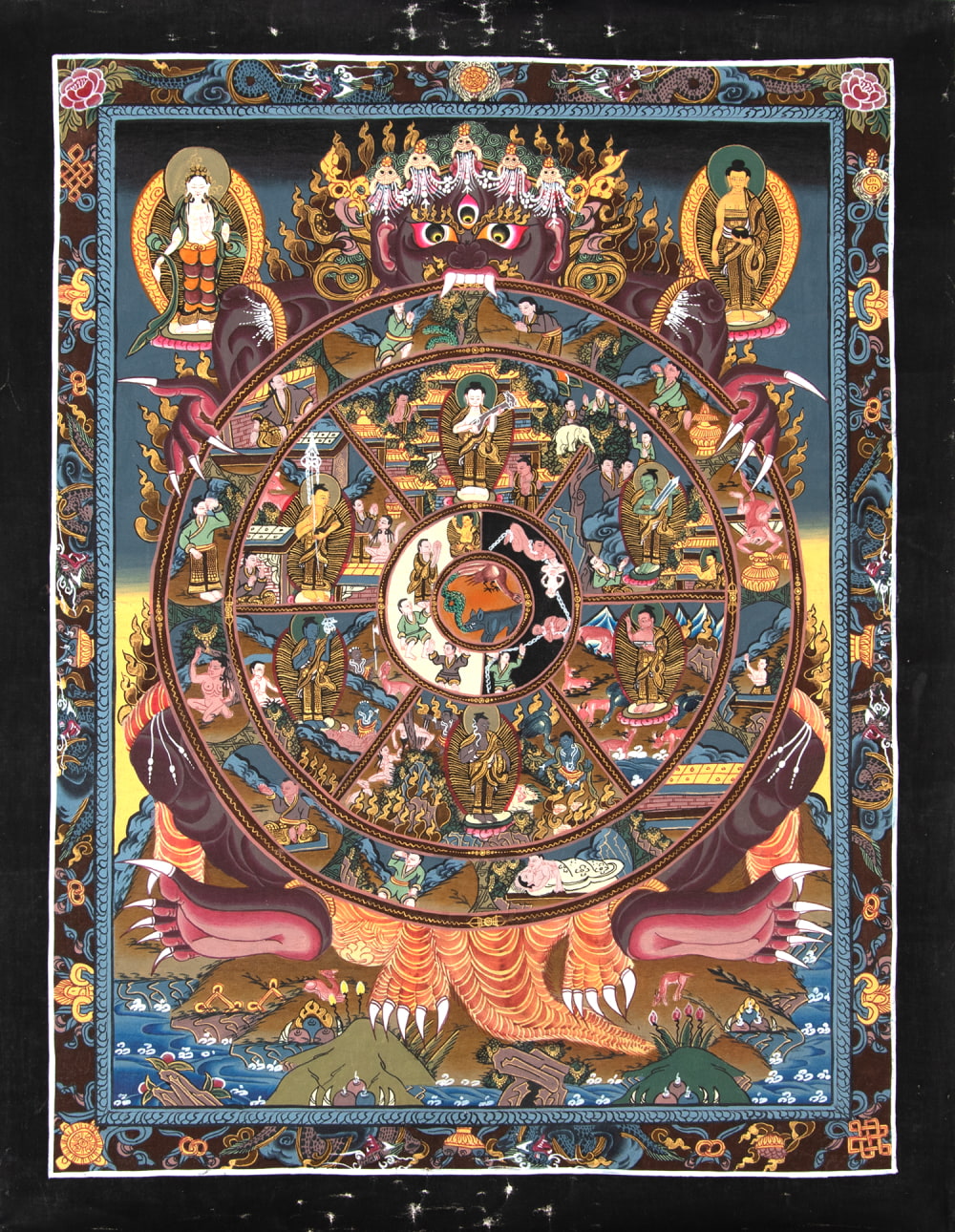 一点物〕タンカ - Wheel of existance 六道輪廻図[36cm x 45cm] の通販