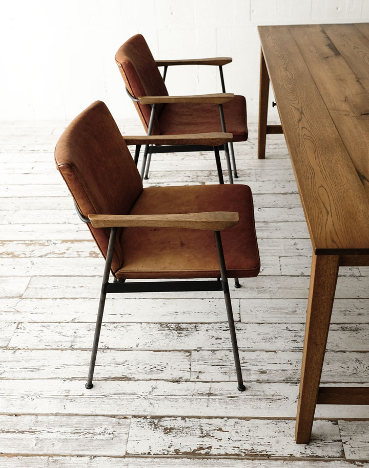 FURROWED-LEATHER ARM DINING CHAIR | TRUCK FURNITURE
