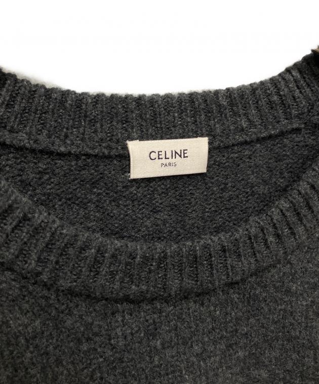 中古・古着通販】CELINE (セリーヌ) トリオンフ刺繍ニット グレー