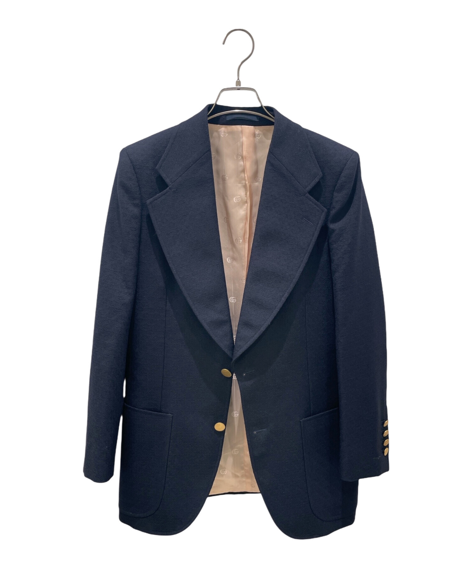 中古・古着通販】GUCCI (グッチ) 金釦テーラードジャケット ネイビー