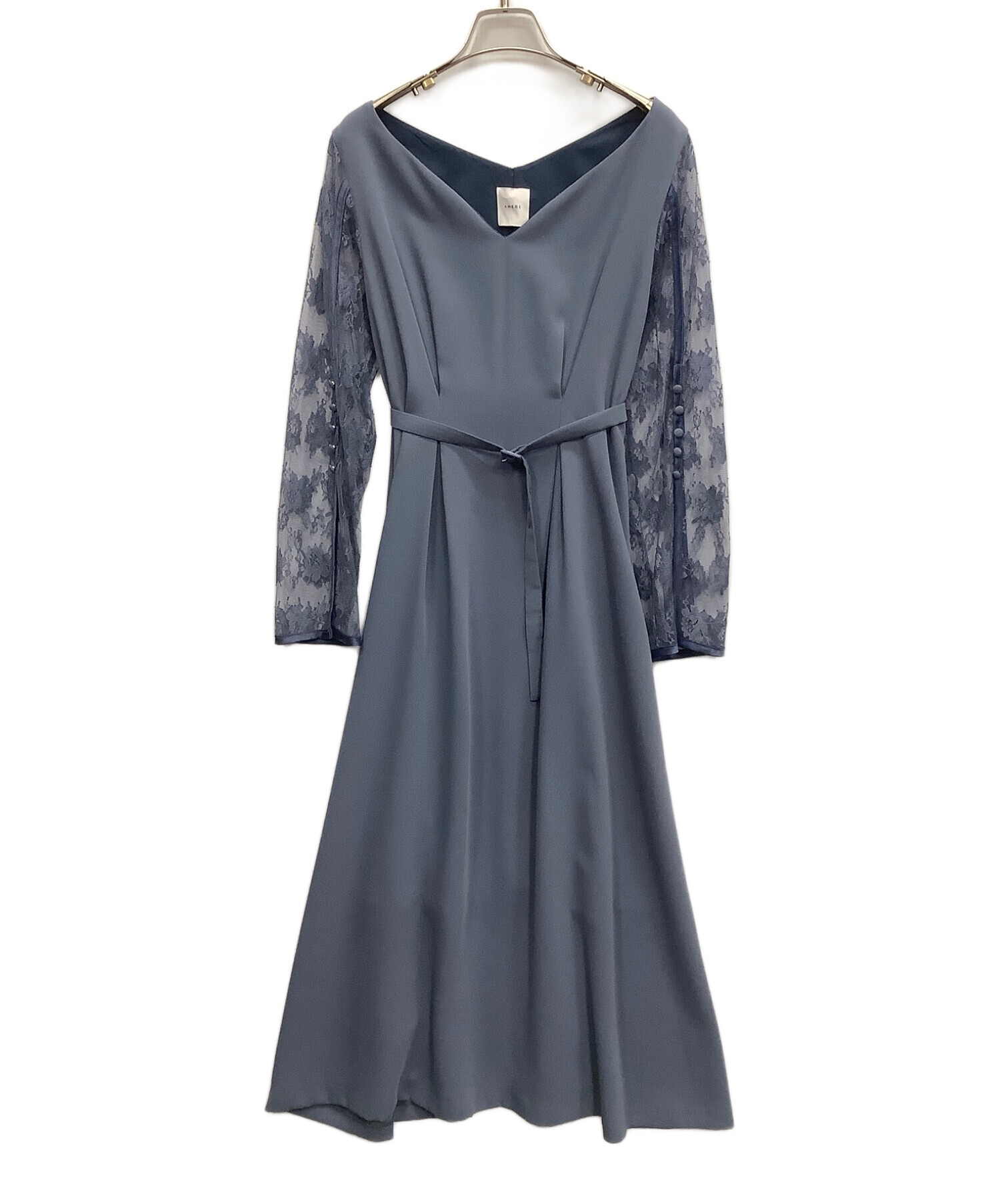 中古・古着通販】Ameri (アメリ) LACE SLEEVE REFINED DRESS サックス