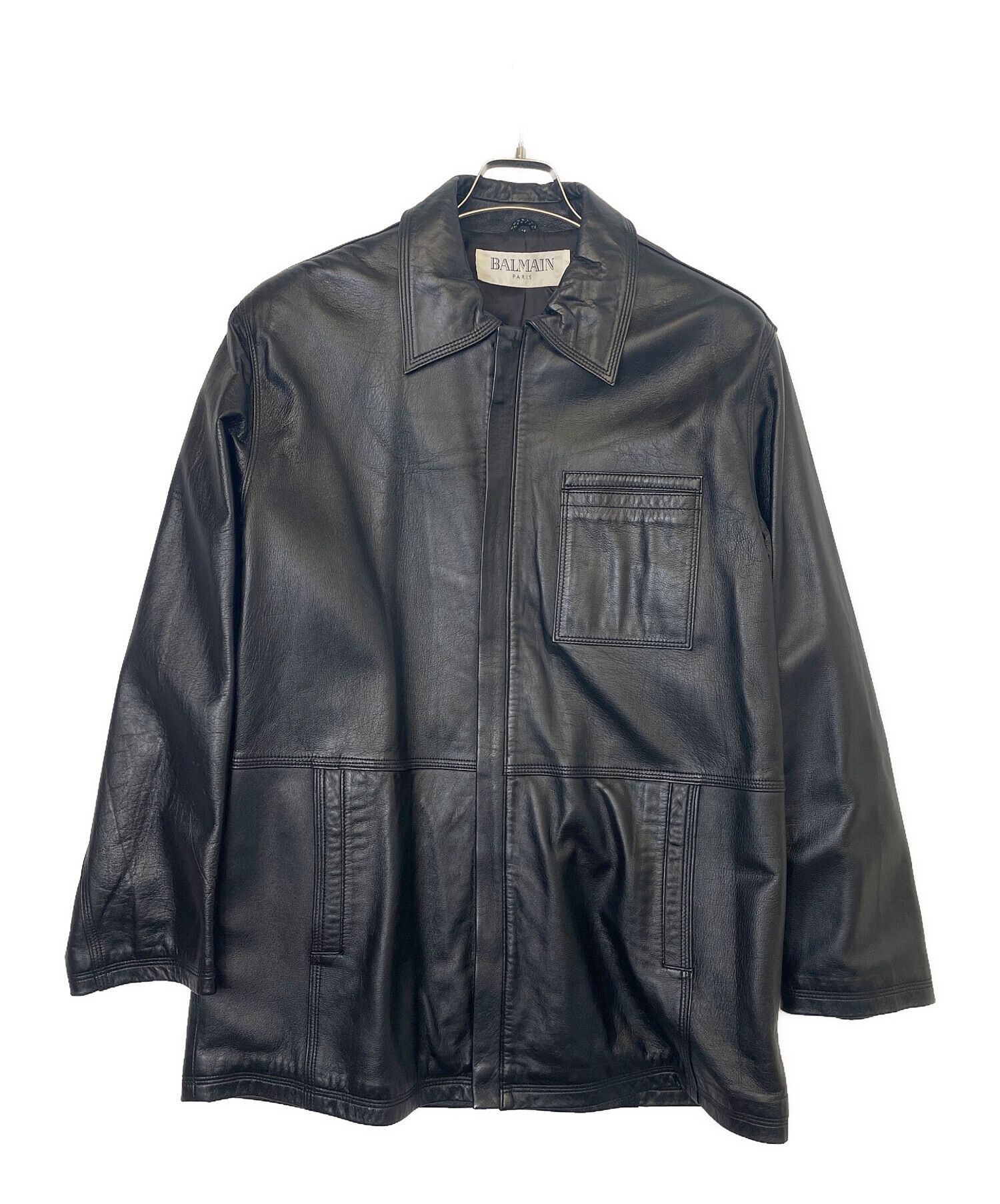 中古・古着通販】BALMAIN (バルマン) ラムレザージャケット ブラック