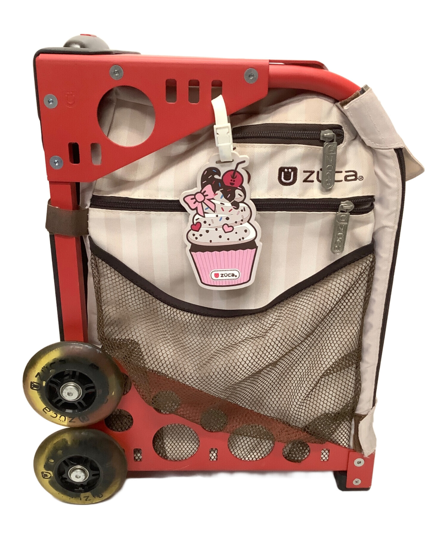 中古・古着通販】ZUCA (ズーカ) 座れるキャリーバッグ レッド×ベージュ