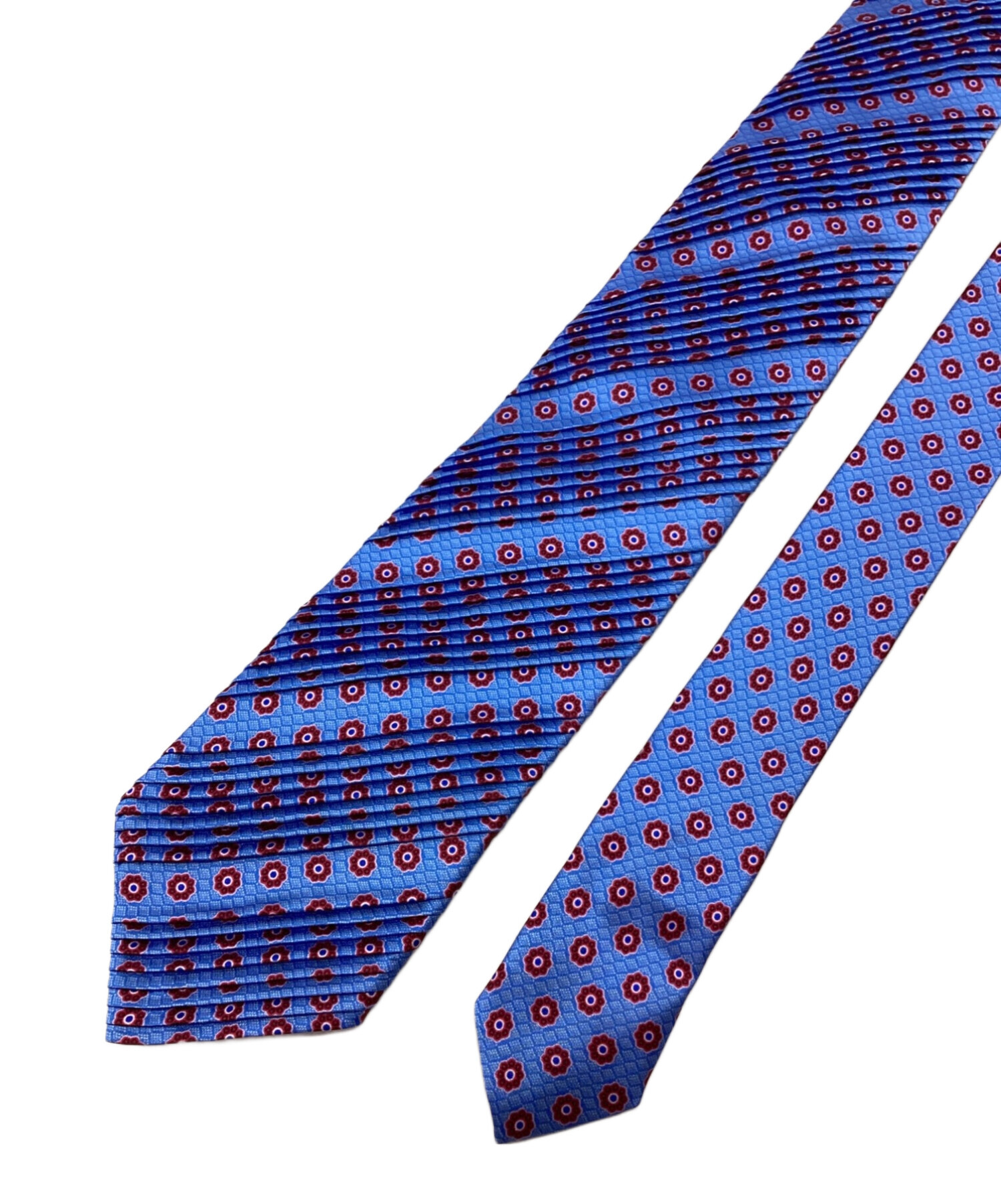中古・古着通販】BRIONI (ブリオーニ) プリーツネクタイ ブルー×レッド