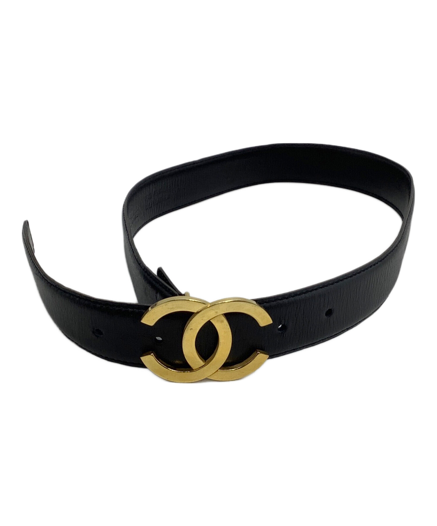 中古・古着通販】CHANEL (シャネル) レザーベルト ココマーク ブラック