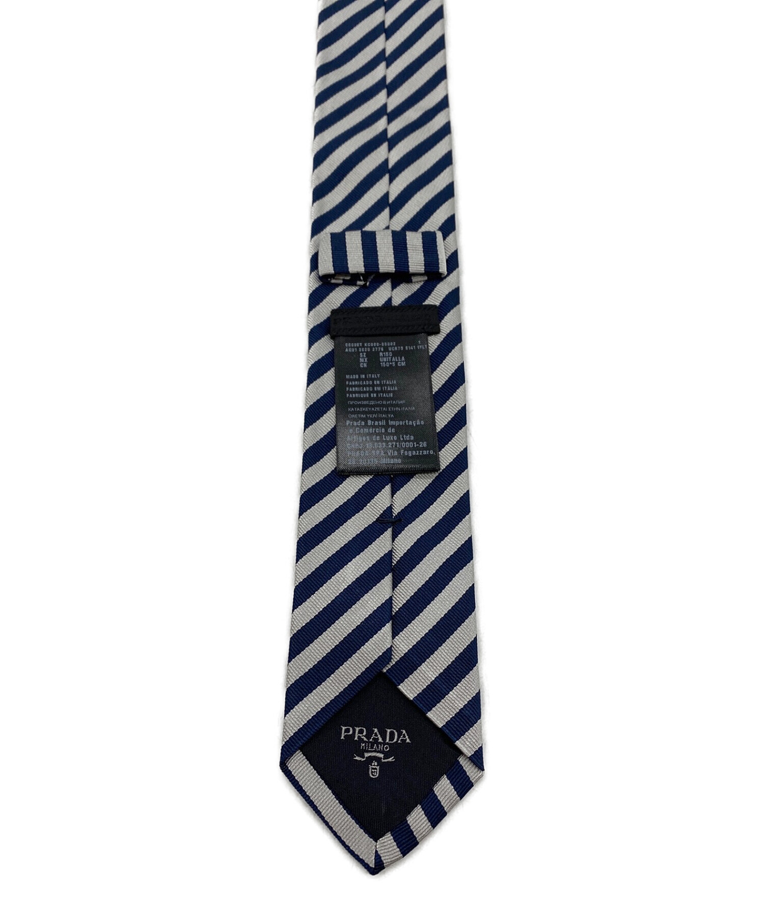 中古・古着通販】PRADA (プラダ) シルクネクタイ ネイビー×グレー