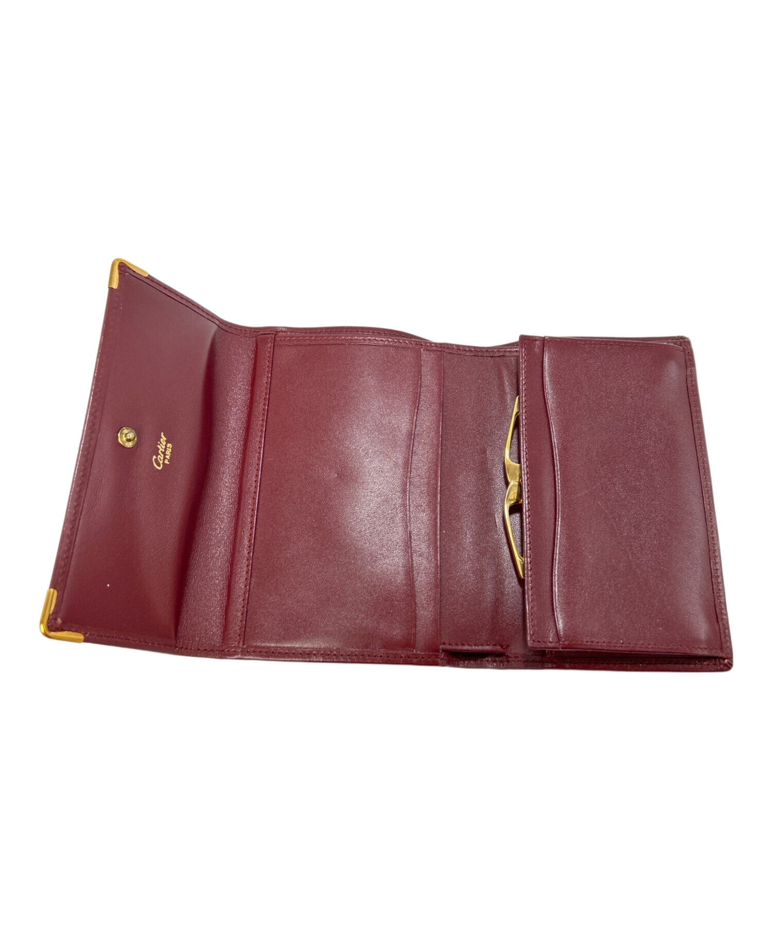 中古・古着通販】Cartier (カルティエ) 3つ折り財布 ボルドー