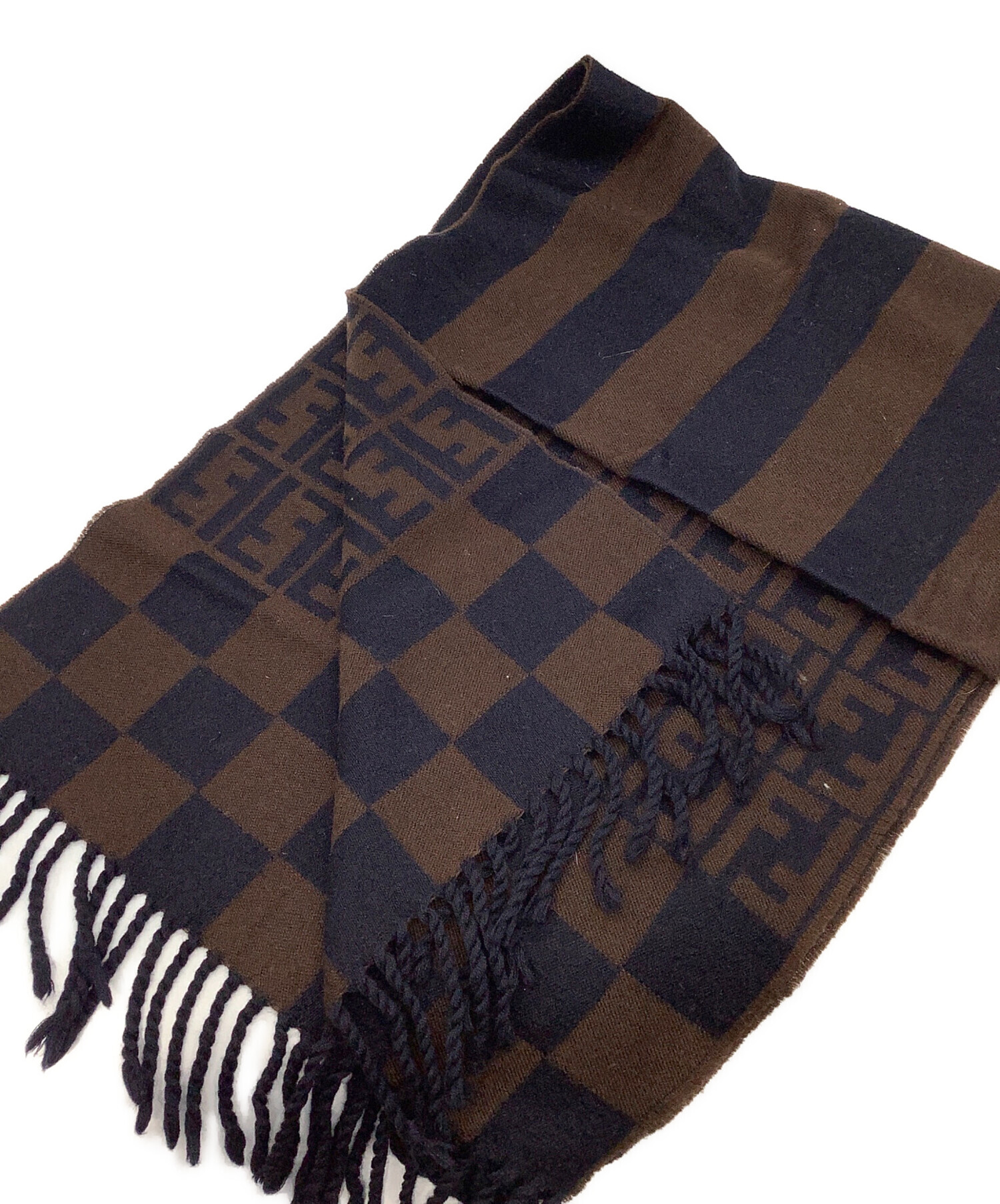 中古・古着通販】FENDI (フェンディ) ズッカ ウールマフラー ネイビー