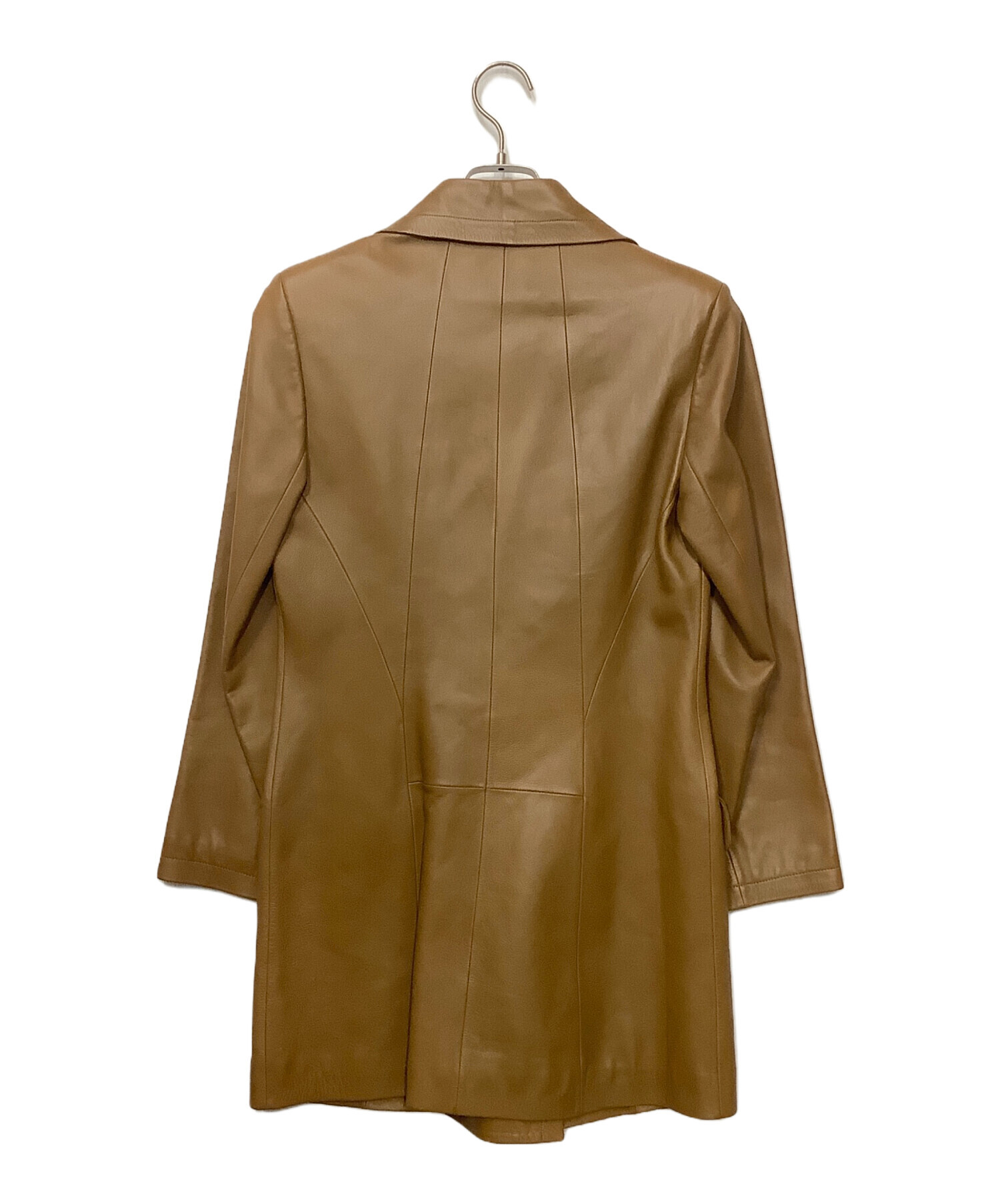 中古・古着通販】LOEWE (ロエベ) レザーコート ブラウン サイズ:36