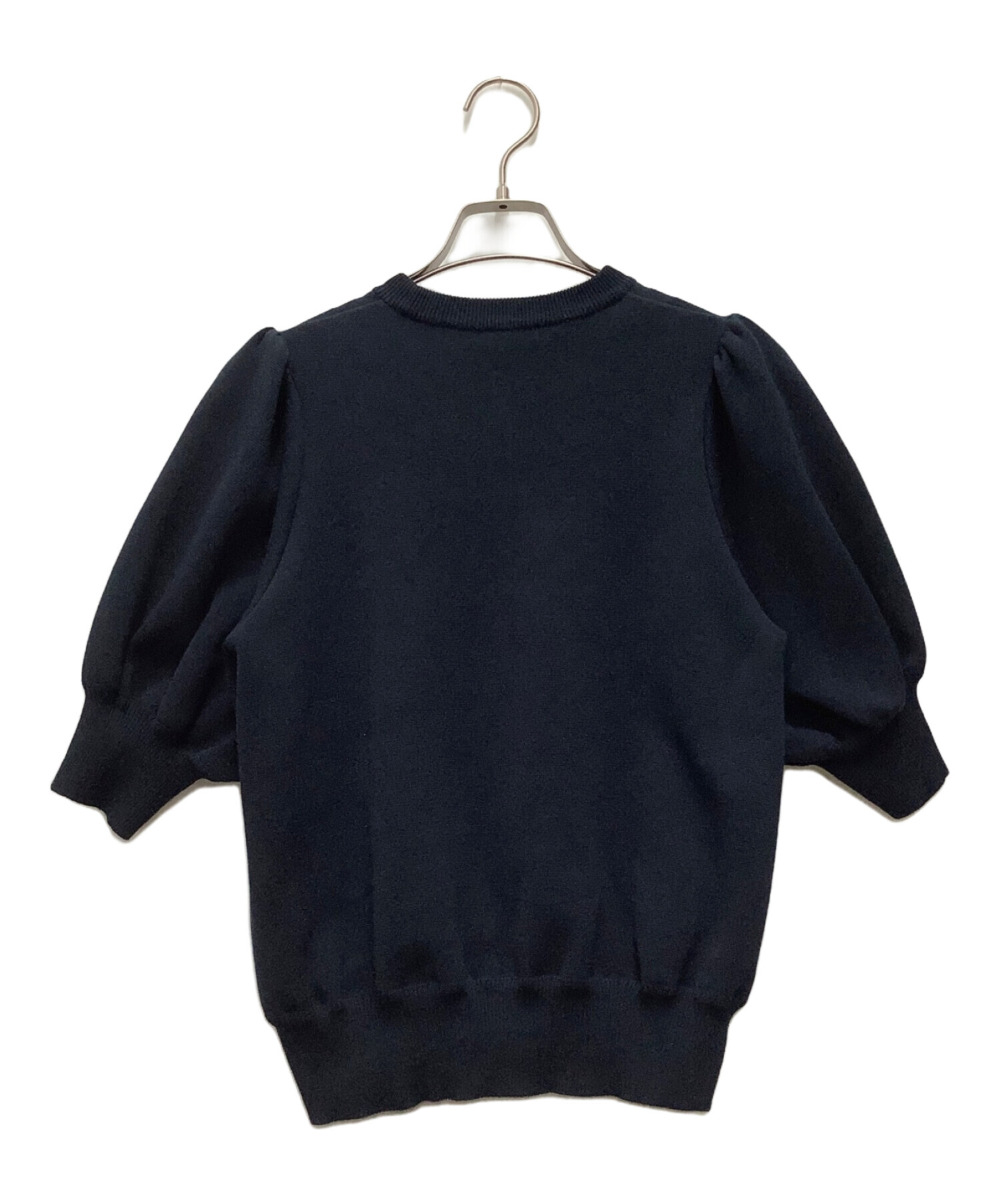 中古・古着通販】YORI (ヨリ) コットンパフスリーブニット ネイビー