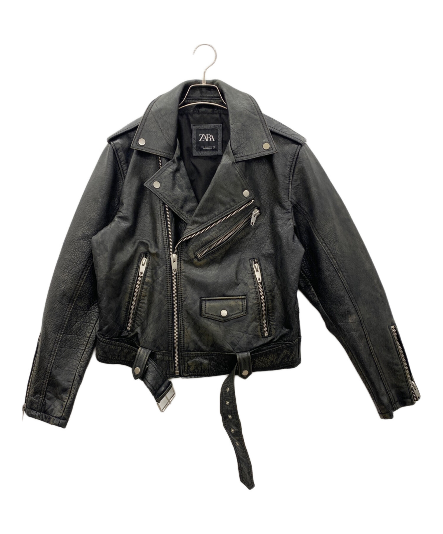 中古・古着通販】ZARA (ザラ) ダブルライダースジャケット ブラック
