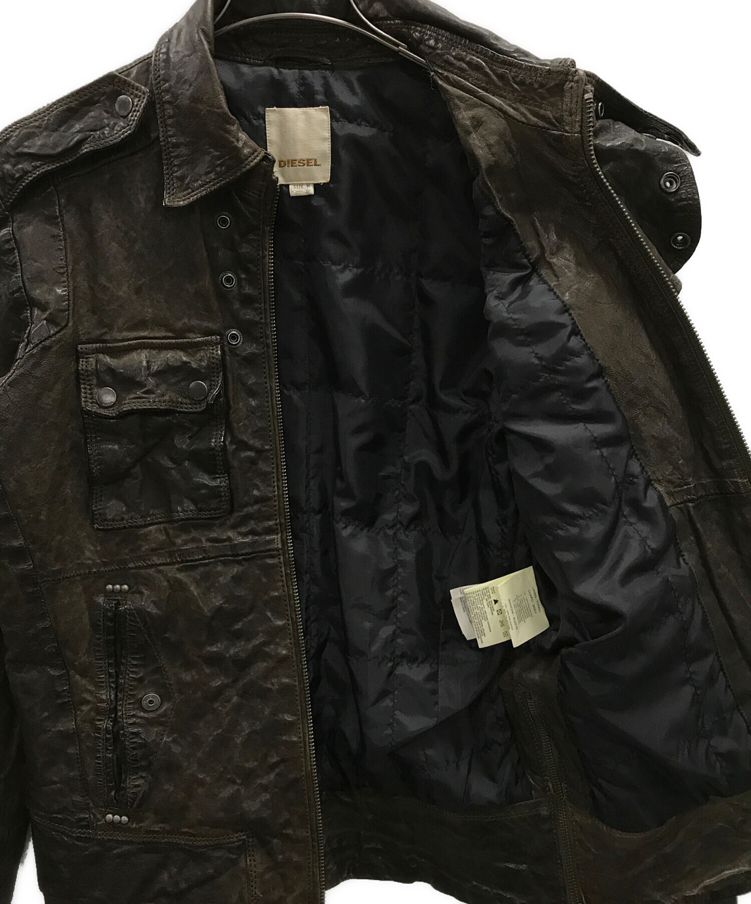 中古・古着通販】DIESEL (ディーゼル) シングルレザーライダース