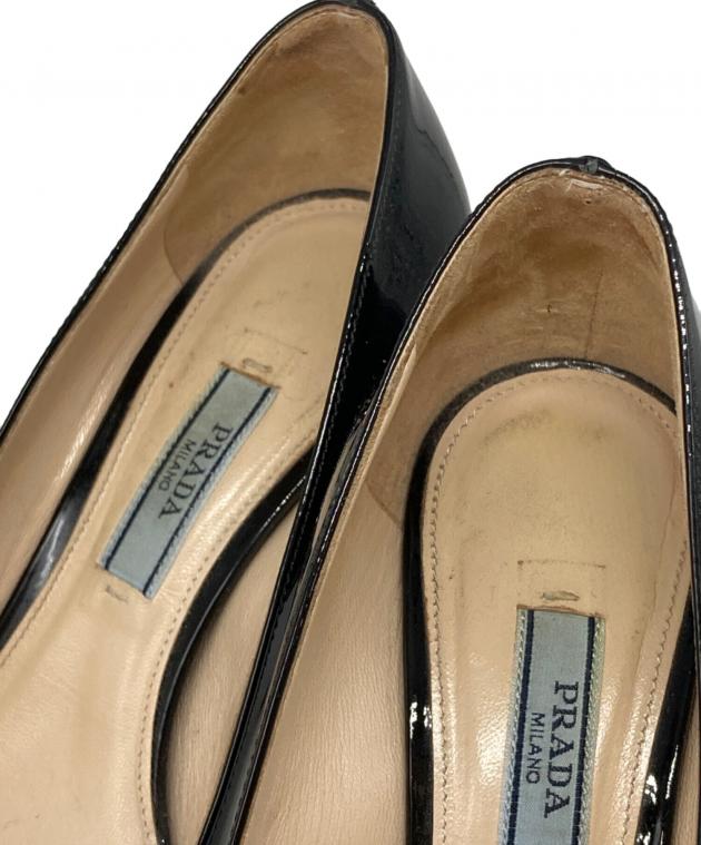 中古・古着通販】PRADA (プラダ) エナメルヒールパンプス ブラック