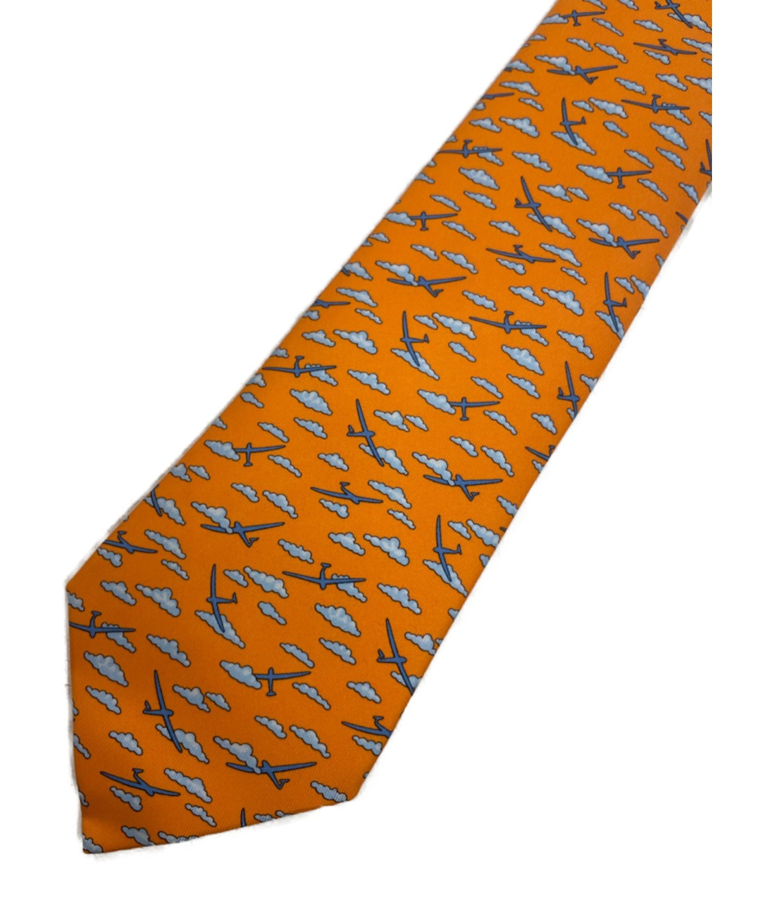 中古・古着通販】HERMES (エルメス) 飛行機雲柄シルクネクタイ