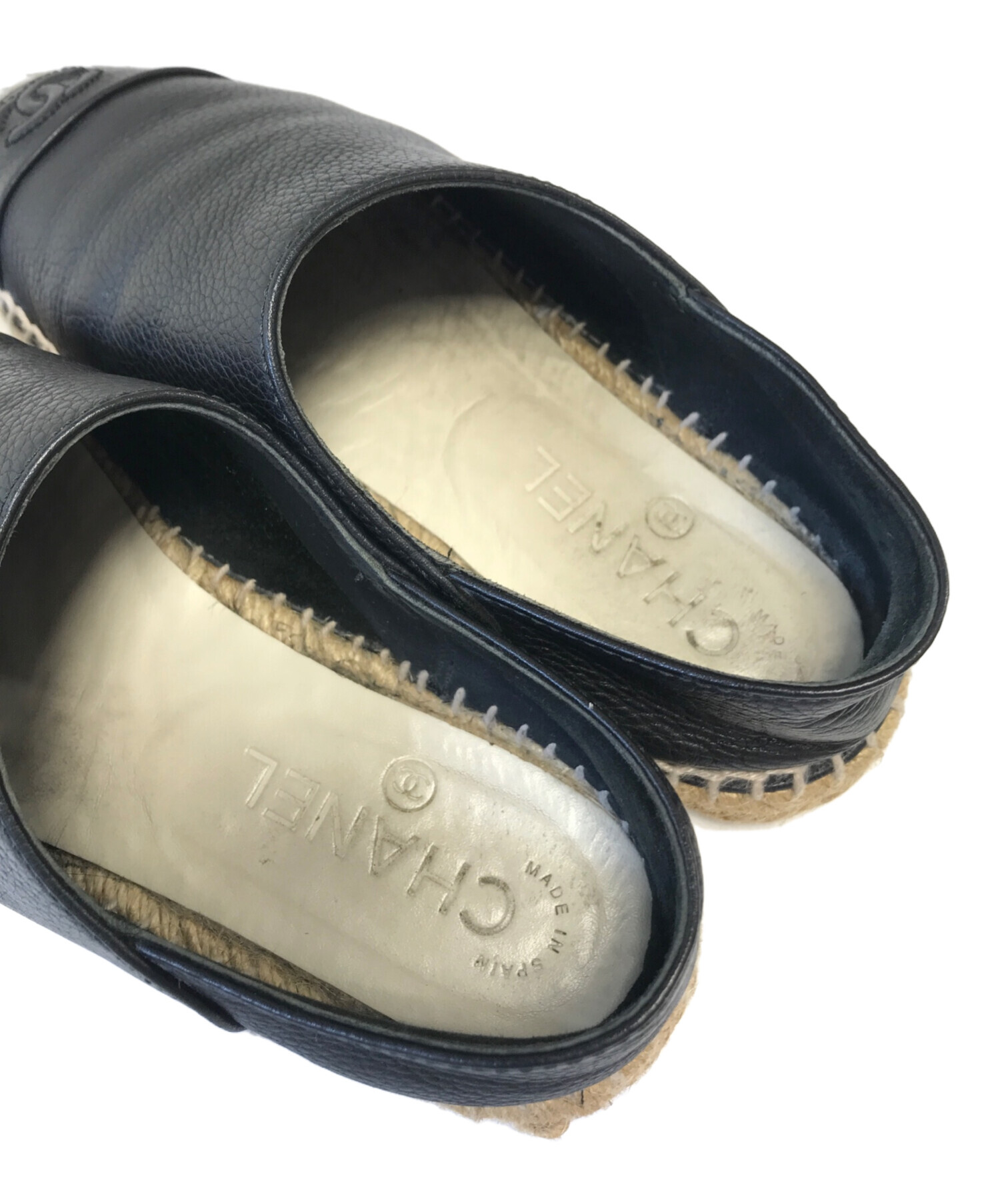 中古・古着通販】CHANEL (シャネル) レザーエスパドリーユスリッポン