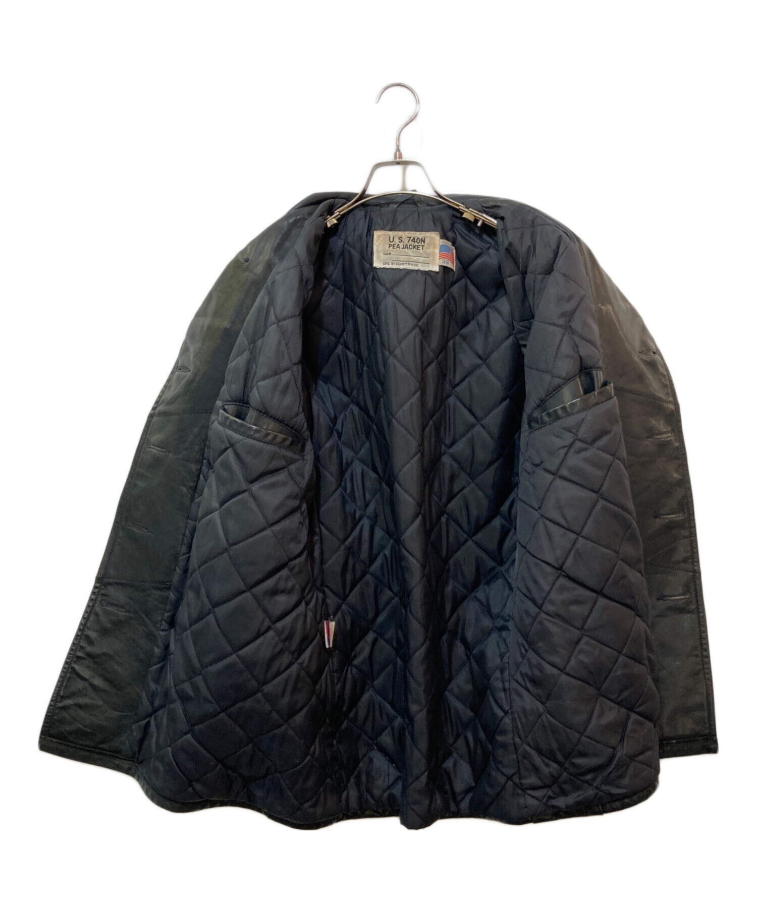 中古・古着通販】Schott (ショット) 740N LEATHER PEA JACKET ブラック