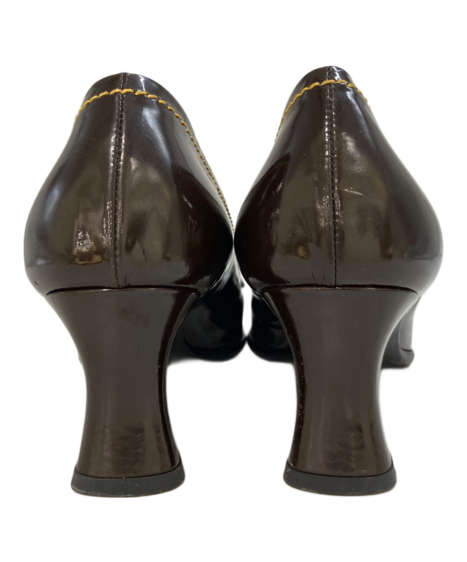 中古・古着通販】PRADA (プラダ) スクエアトゥエナメルハイヒール