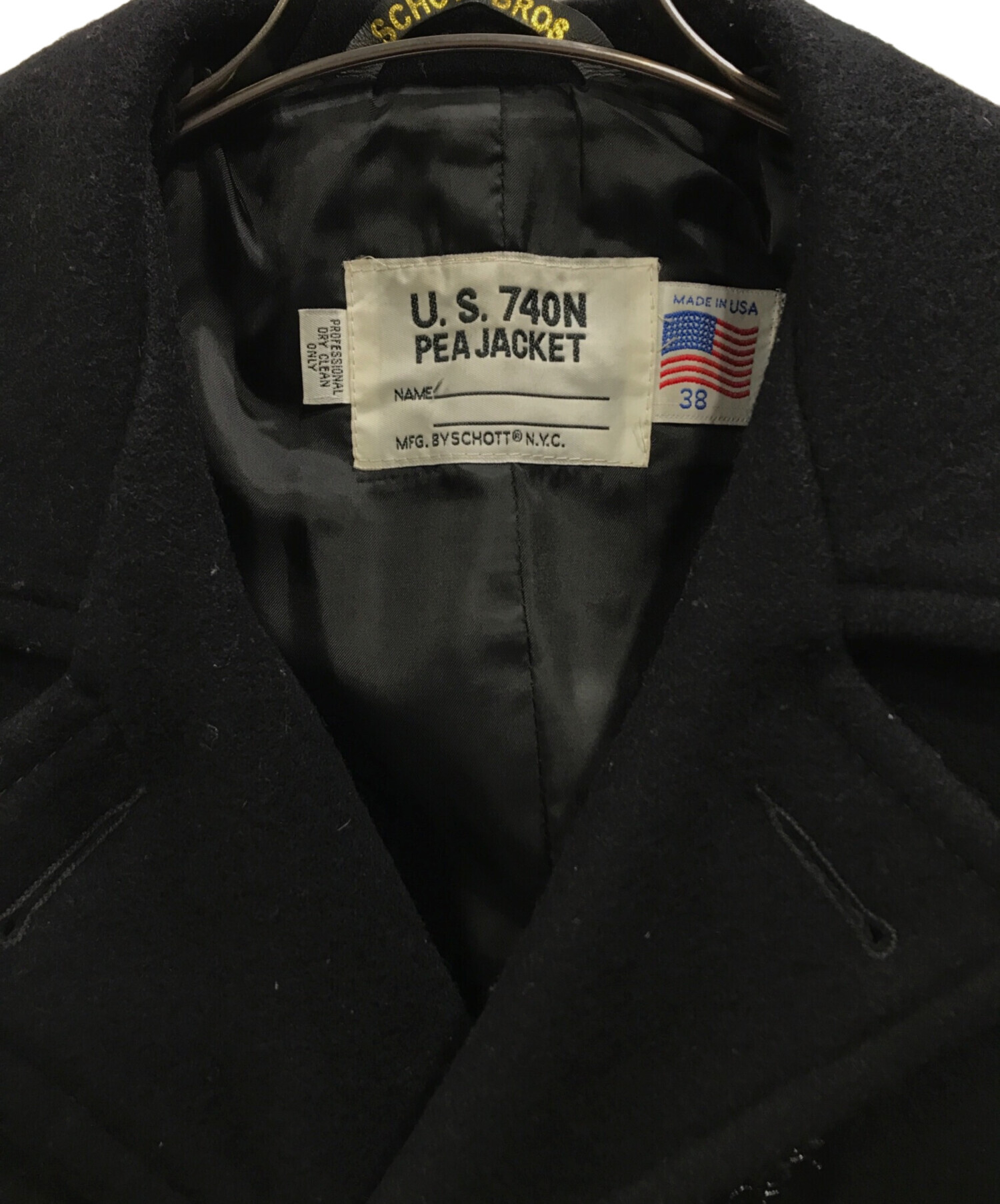 中古・古着通販】Schott (ショット) Pコート ブラック サイズ:38