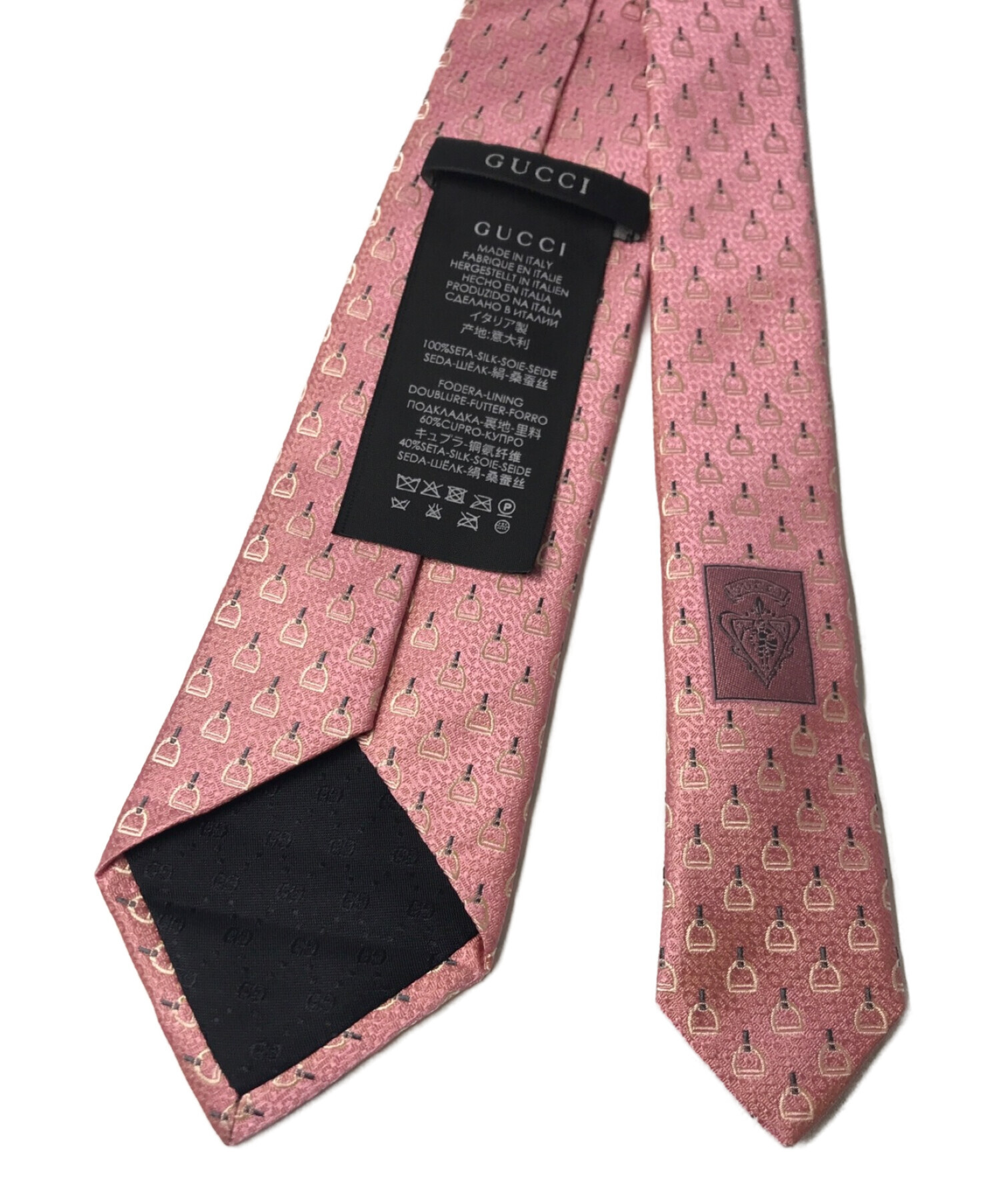 中古・古着通販】GUCCI (グッチ) シルクネクタイ ピンク サイズ:148cm