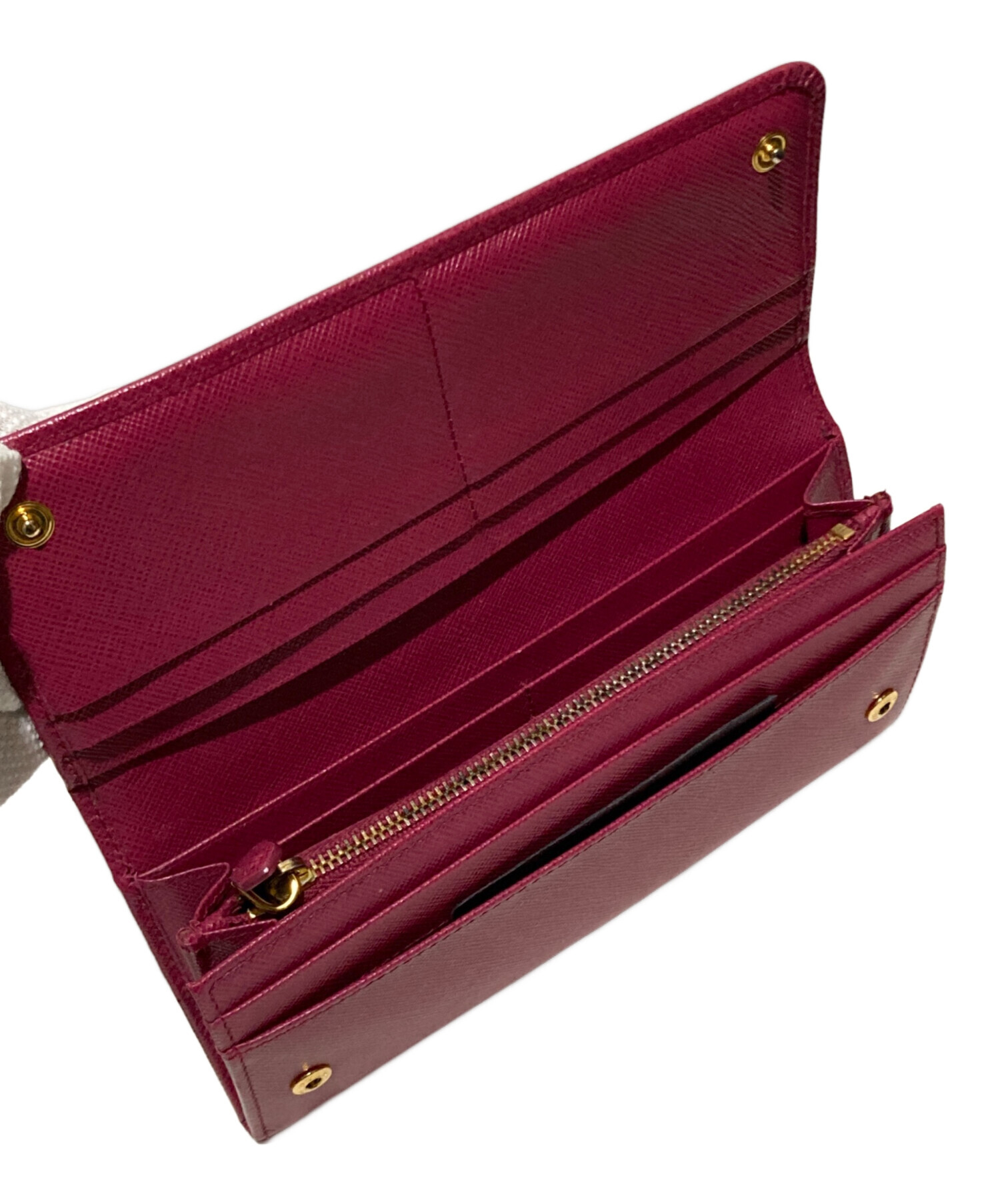 中古・古着通販】PRADA (プラダ) リボンZIP長財布 ピンク｜ブランド