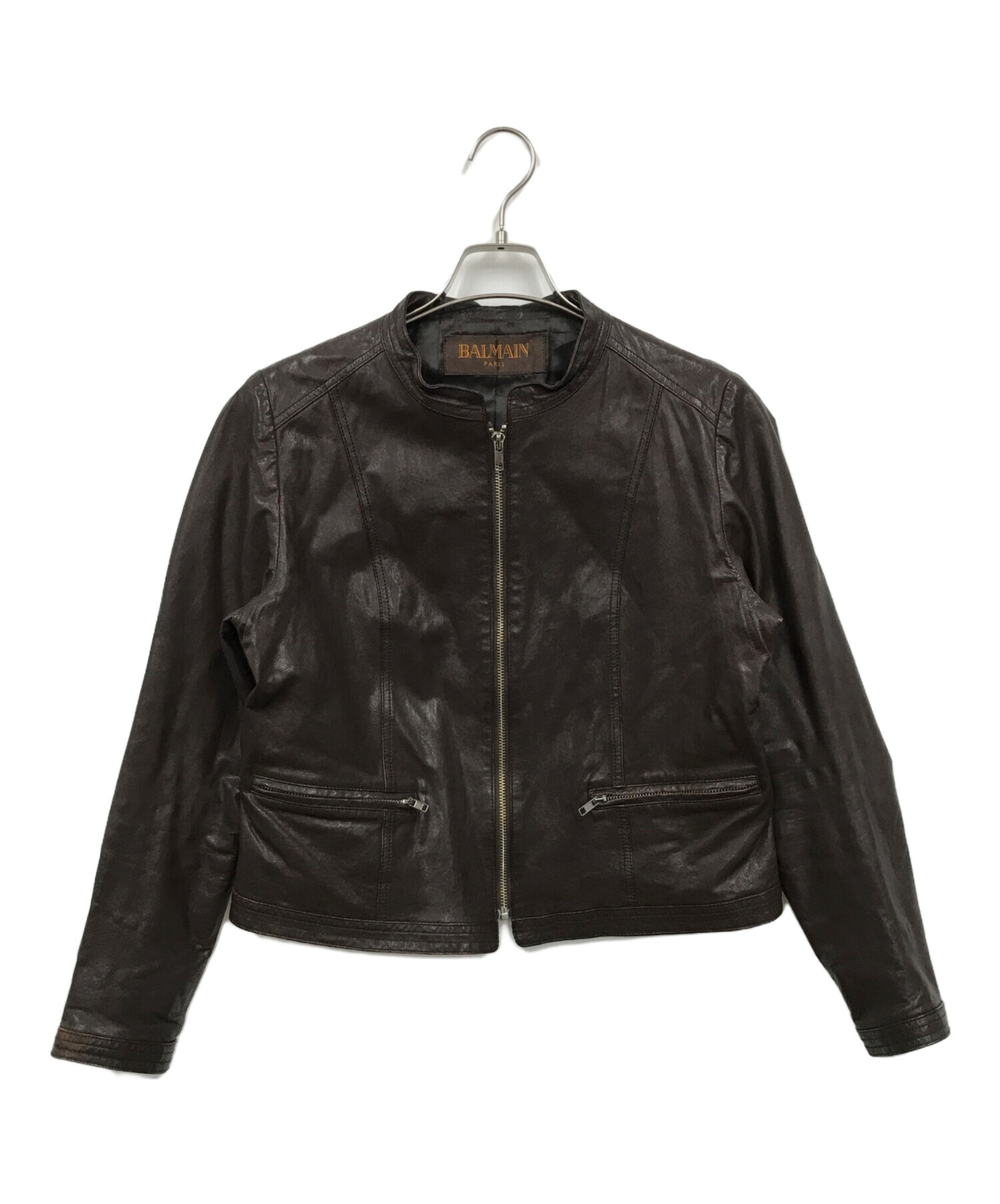 中古・古着通販】BALMAIN (バルマン) ラムレザーシングルライダース