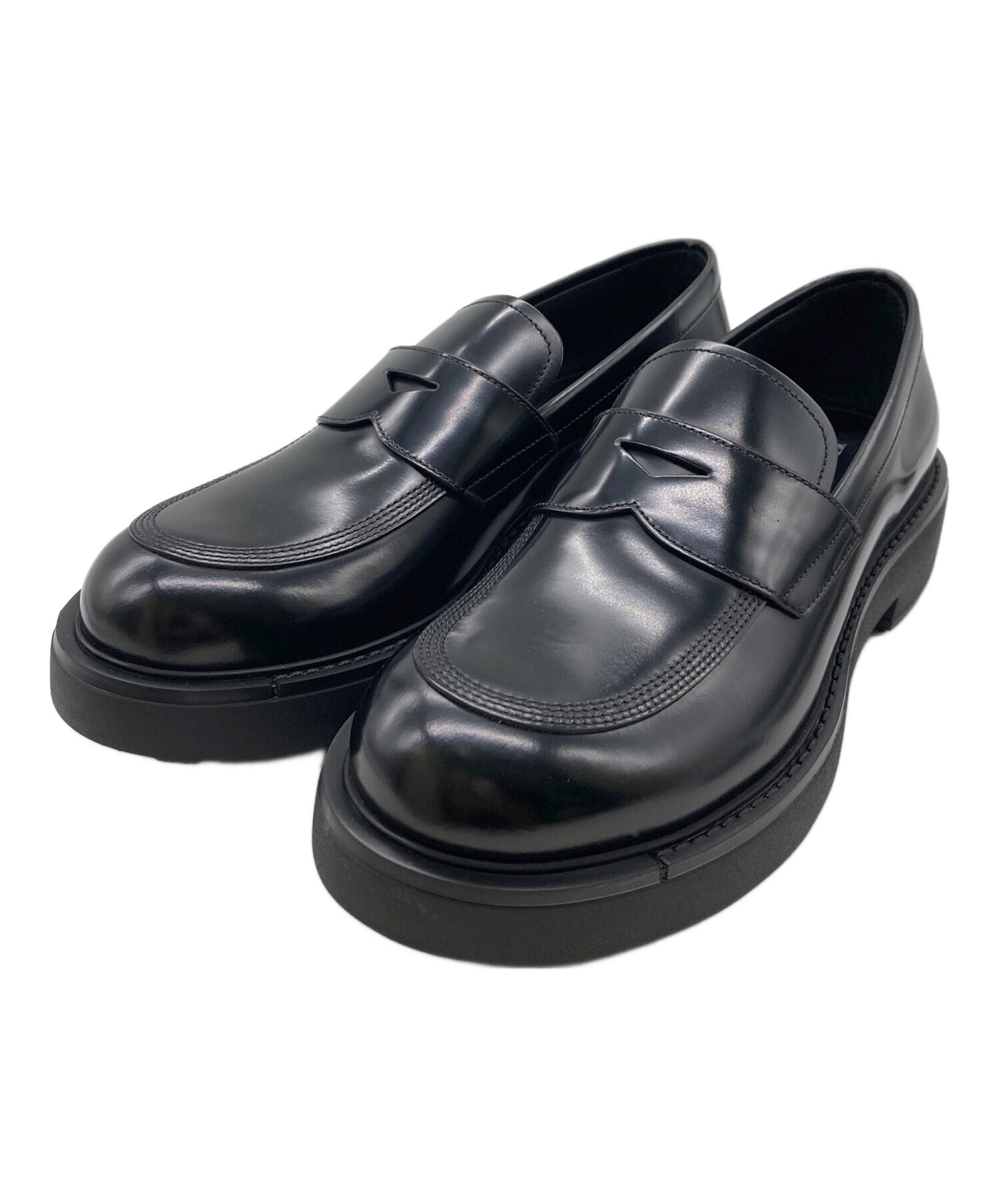 中古・古着通販】PRADA (プラダ) Brushed Leather Loafers ブラック