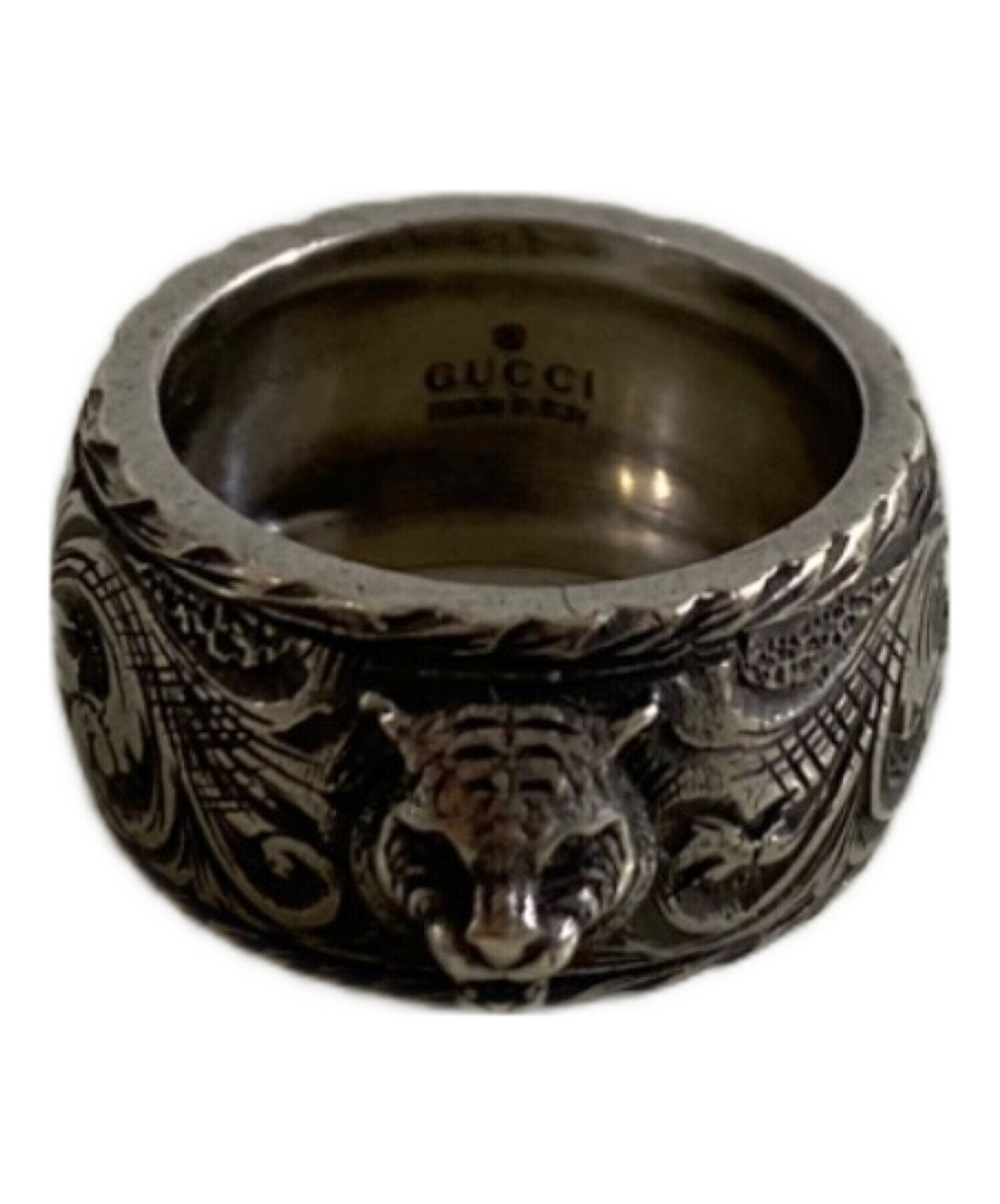 中古・古着通販】GUCCI (グッチ) Thin Silver Ring With Feline Head