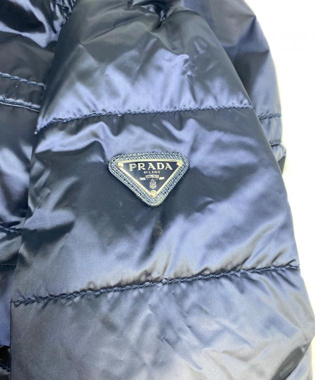 中古・古着通販】PRADA (プラダ) ノーカラーダウンジャケット ネイビー