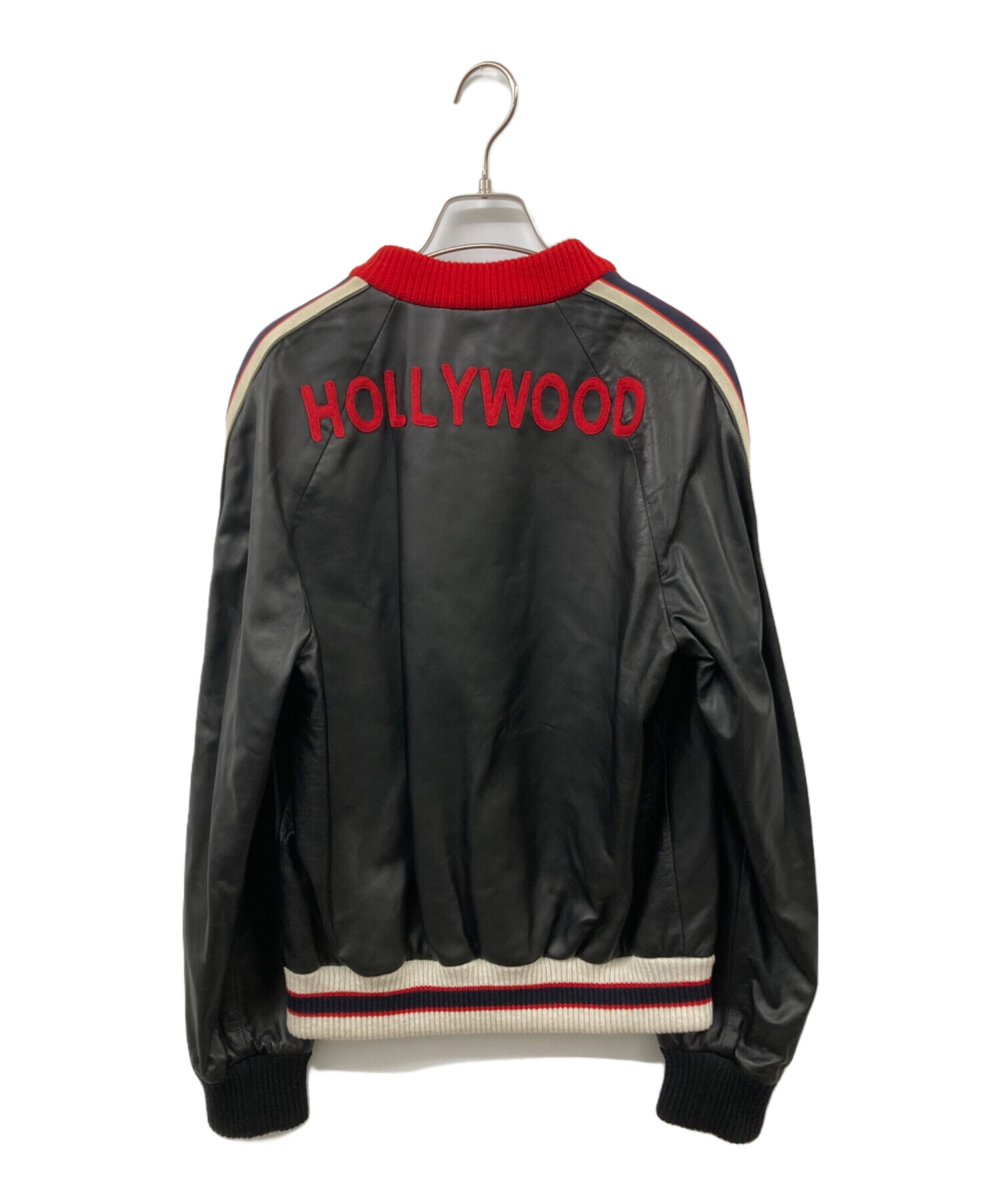 中古・古着通販】GUCCI (グッチ) HOLLYWOOD レザーブルゾン ブラック