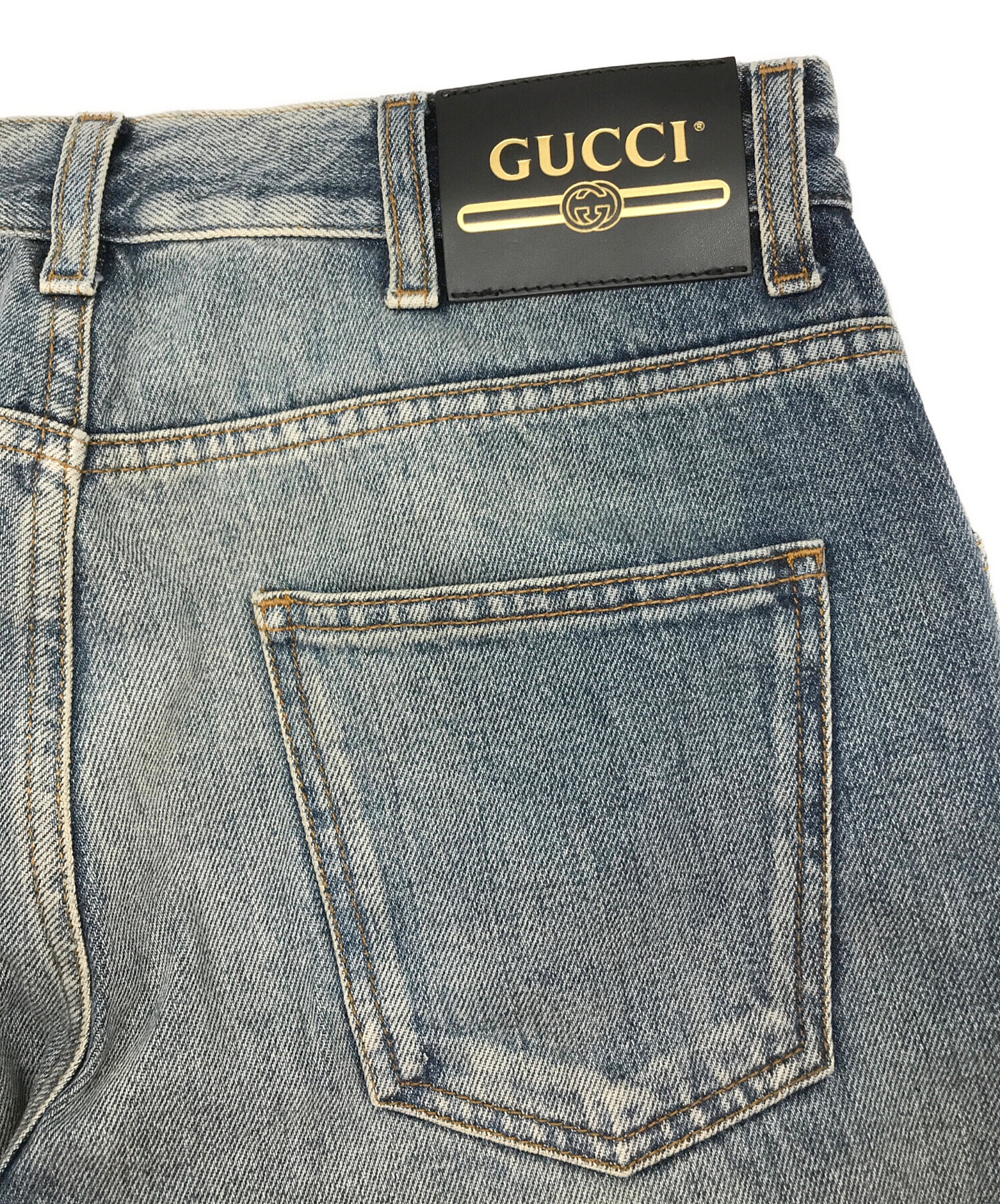 中古・古着通販】GUCCI (グッチ) アニマル刺繍デニムパンツ インディゴ