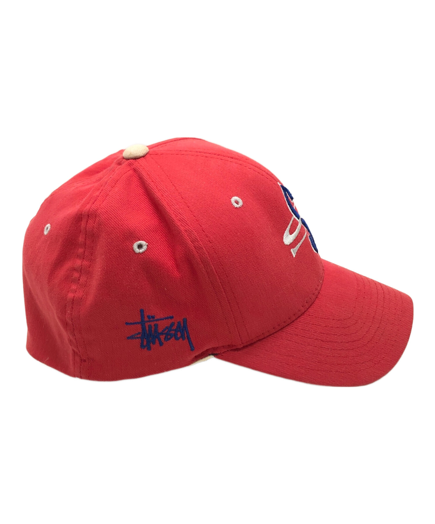 中古・古着通販】stussy (ステューシー) 90sロゴ刺繍キャップ レッド