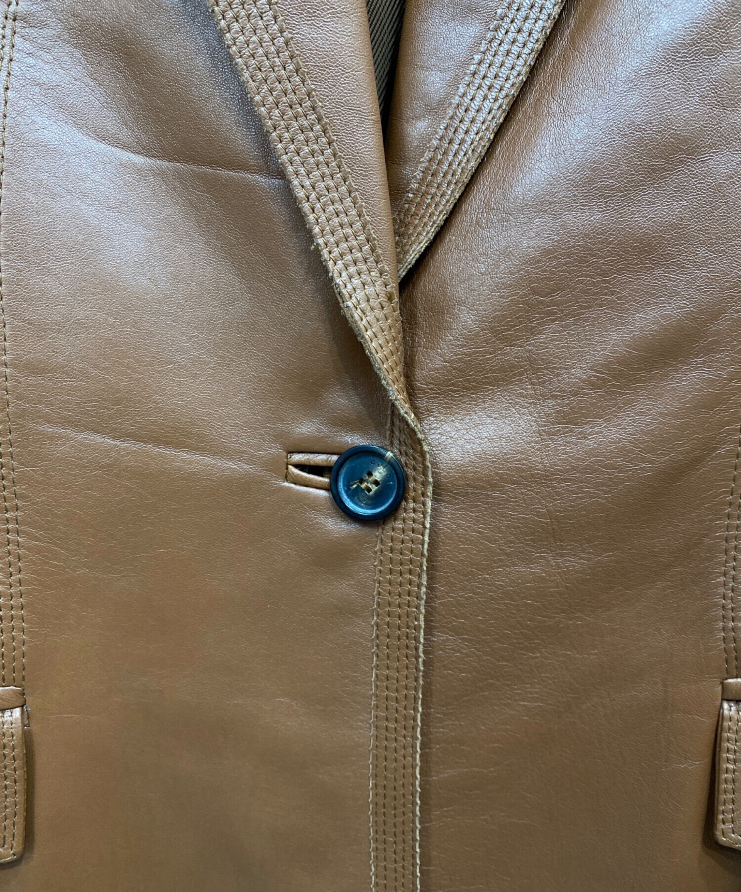 中古・古着通販】GUCCI (グッチ) レザーテーラードジャケット ブラウン